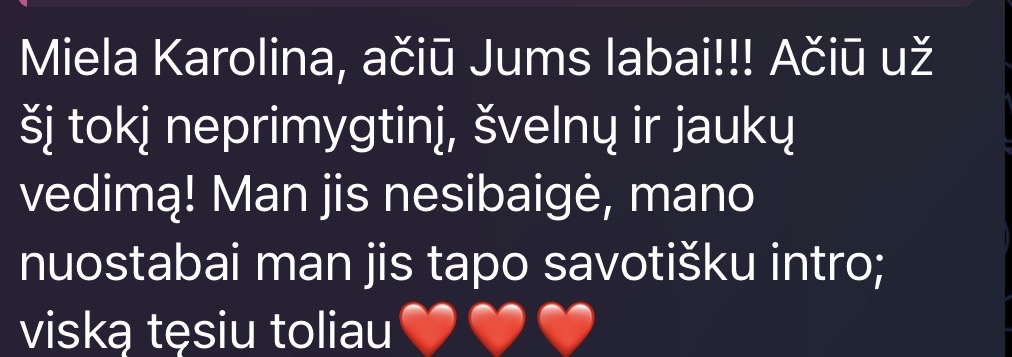 Atsiliepimas apie švelnų ir jaukų meditacijos vedimą